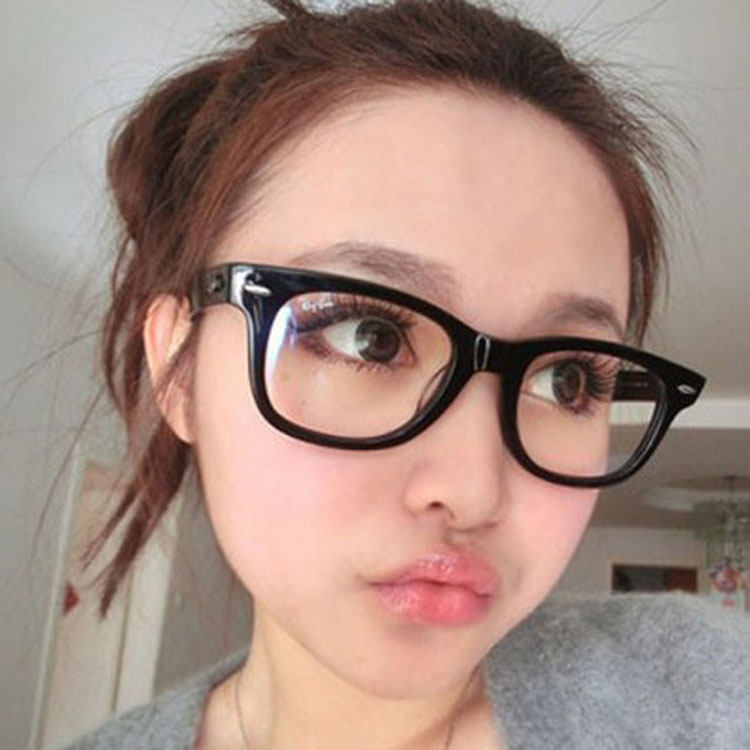 Full-frame spectacle frame men with lenses eye frames female retro Han version wave round face black frame glasses big frame flat light glasses-Taobao