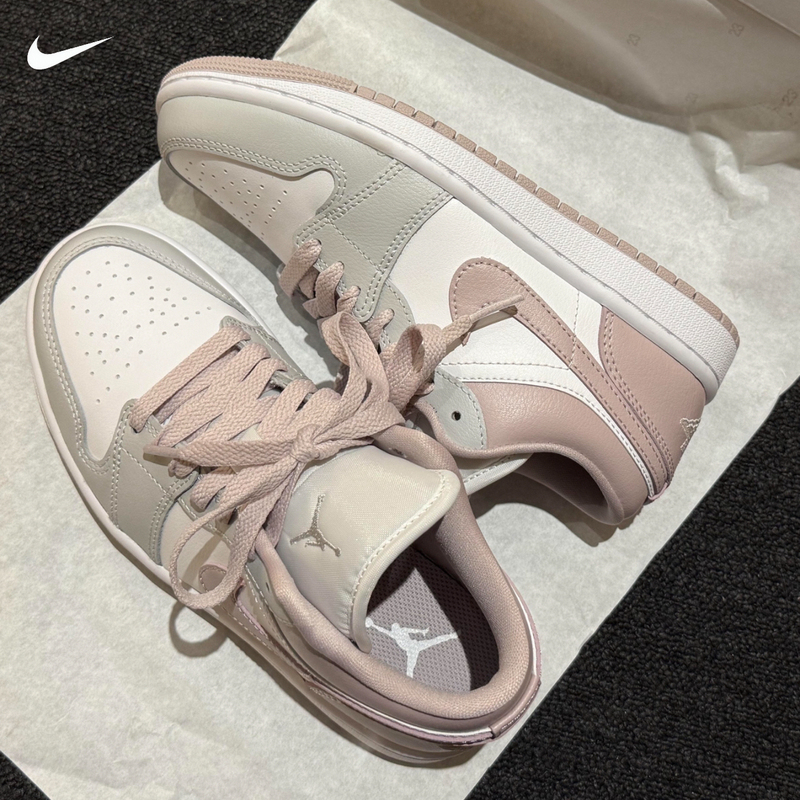 Air Jordan 1 Aj1 Women's Shoes Retro Pink and White Low-Top Casual Breathable Sports Sneakers Dc0774-606
