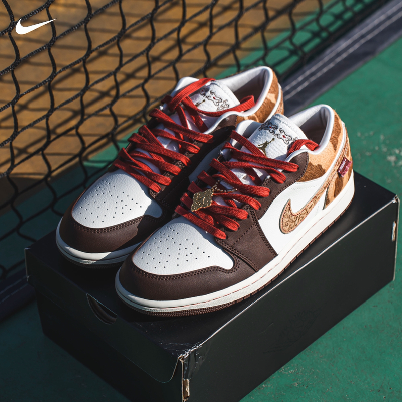 Air Jordan 1 Low Aj1 Men's Shoes, Brown, Year of the Horse Limited Edition, Low-Top Casual Sneakers Iq5321-121