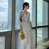 Летняя белая длинная юбка, белый корсет, пляжное платье, V-образный вырез