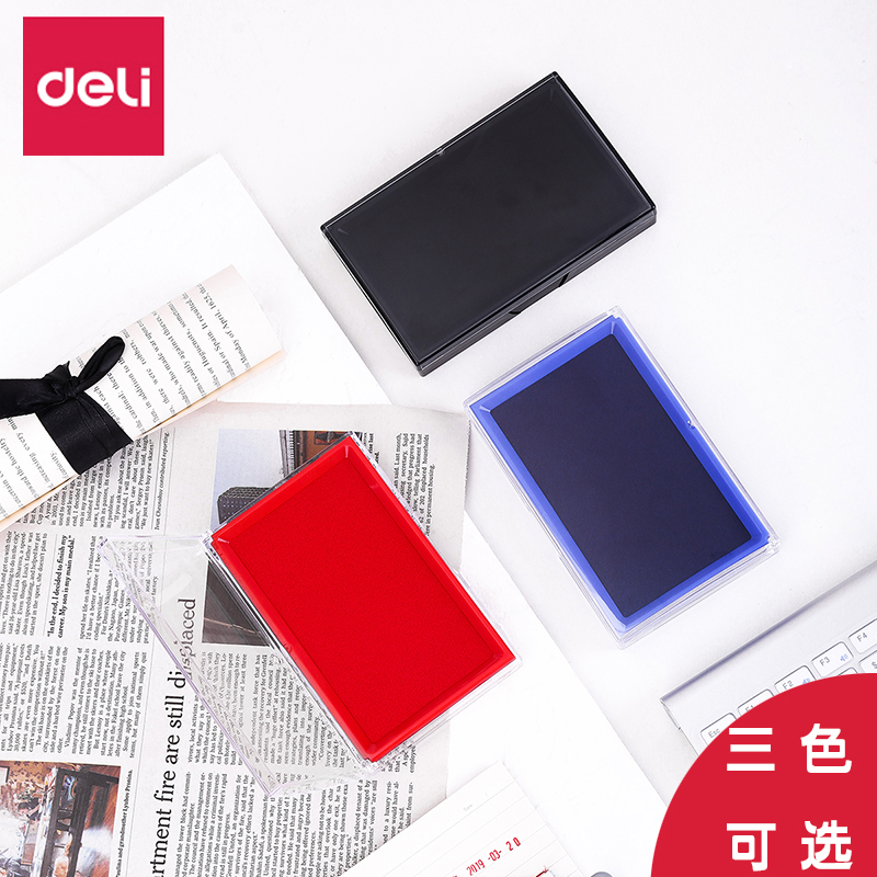 Deli 9891 Red Printing Table Seconds Dry Printing Clay Financial Stamp Metal Enclosure Square Quick Drying Blue Black Red Printing Pad Size Two-Color Printing Table Mini Supplemental Ink