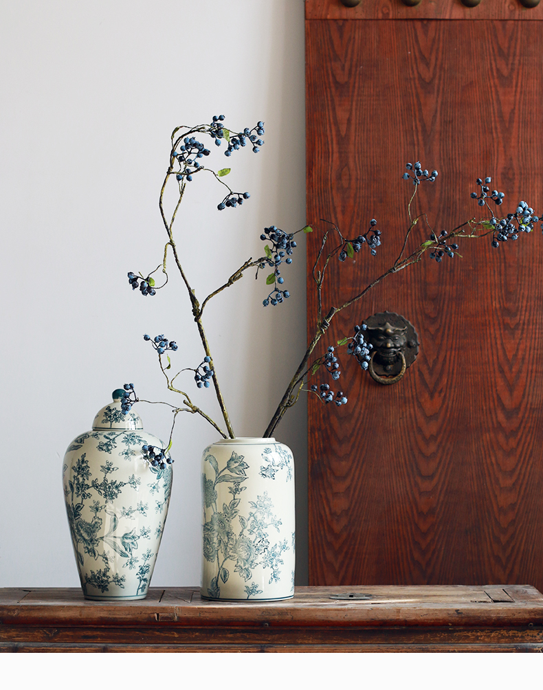 New Chinese style flower grain jingdezhen ceramic antique blue and white porcelain vases, flower arrangement sitting room place the clear soup WoGuo restoring ancient ways