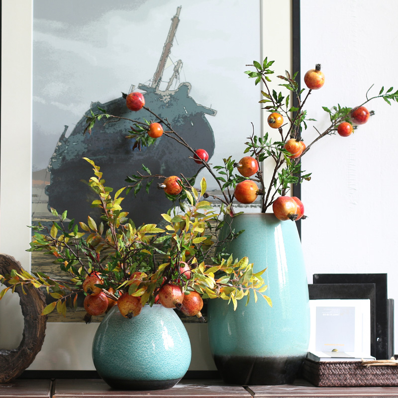 New Chinese style emerald green glaze vase model between Chinese floral clear soup WoGuo furnishing articles of jingdezhen ceramics