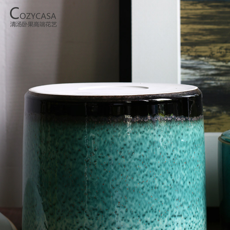 Large POTS of high temperature ceramic Chinese caddy fixings puer tea cake storage tank of the sitting room of the new Chinese style decoration furnishing articles