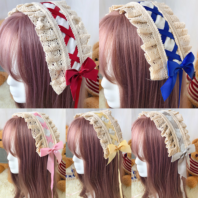 Day Faculty Soft Sister Rolie Lace Hair Hoop Everyday Sweet lolita 100 lap kc butterfly knot maid hair with headwear