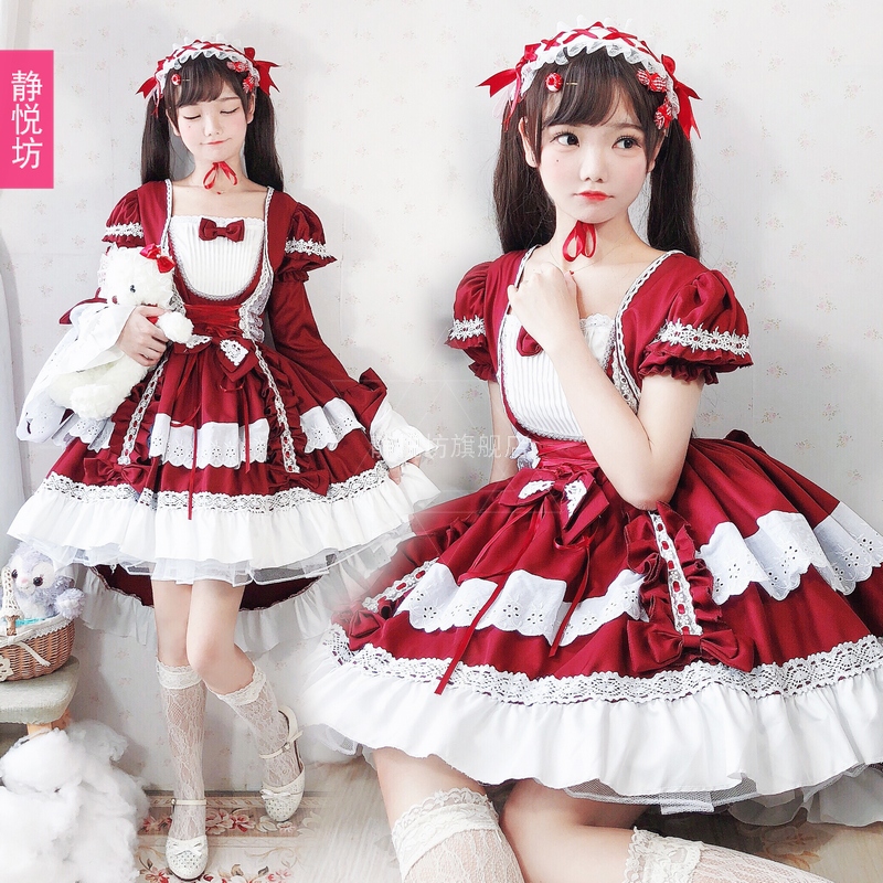 Original Gothic style cosplay women's Lolita maid dress Women's tuxedo dress Halloween maid dress