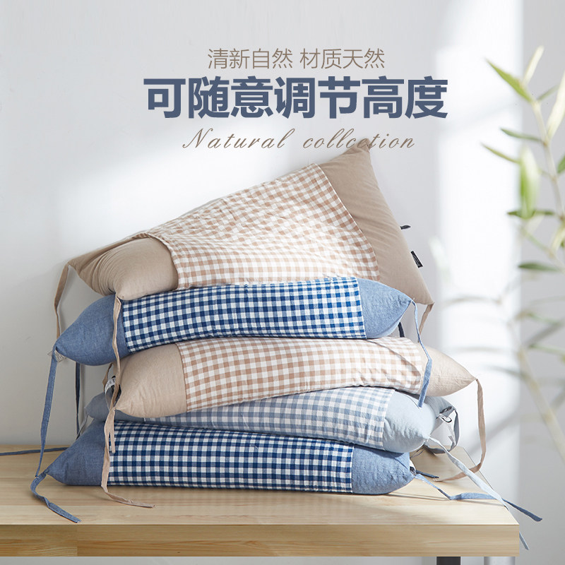 Whole cotton wash cotton pillow cotton pillow shell high and low cervical pillow household pillow pillow with single cotton whole head