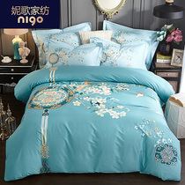  60 long-staple cotton four-piece cotton twill active printing and dyeing bedding naked sleep skin-friendly pure cotton sheet duvet cover