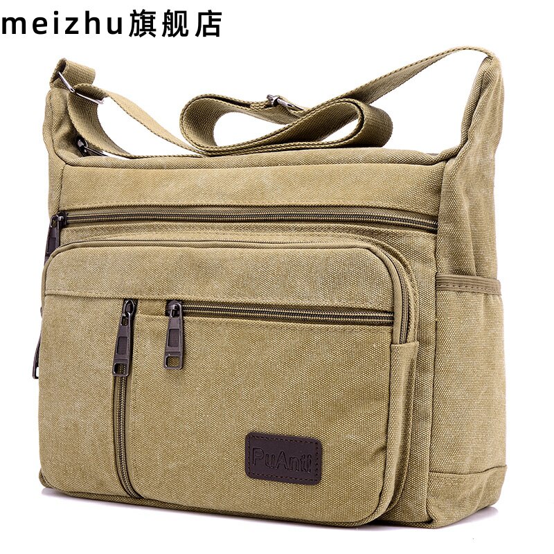  Large capacity men's bag Canvas bag Men's shoulder geological business waterproof Korean version pocket satchel multi-layer van x 