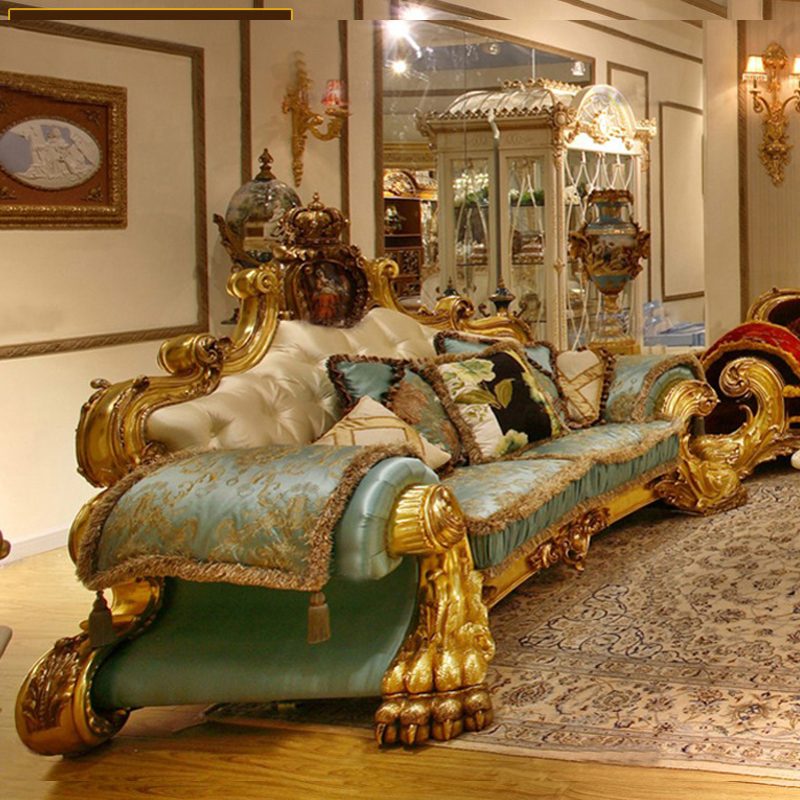 Huangjiahaoting Italian sofa luxury palace villa high-end furniture living room European solid wood carved fabric sofa