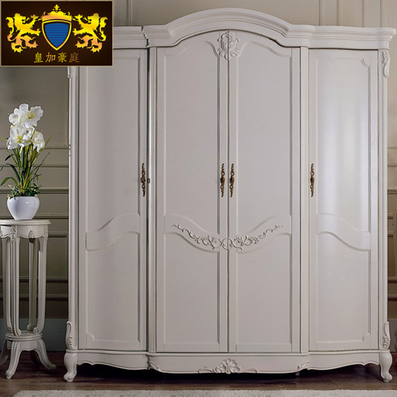 French solid wood integral wardrobe double cabinet storage cabinet bedroom furniture European 4-door wardrobe