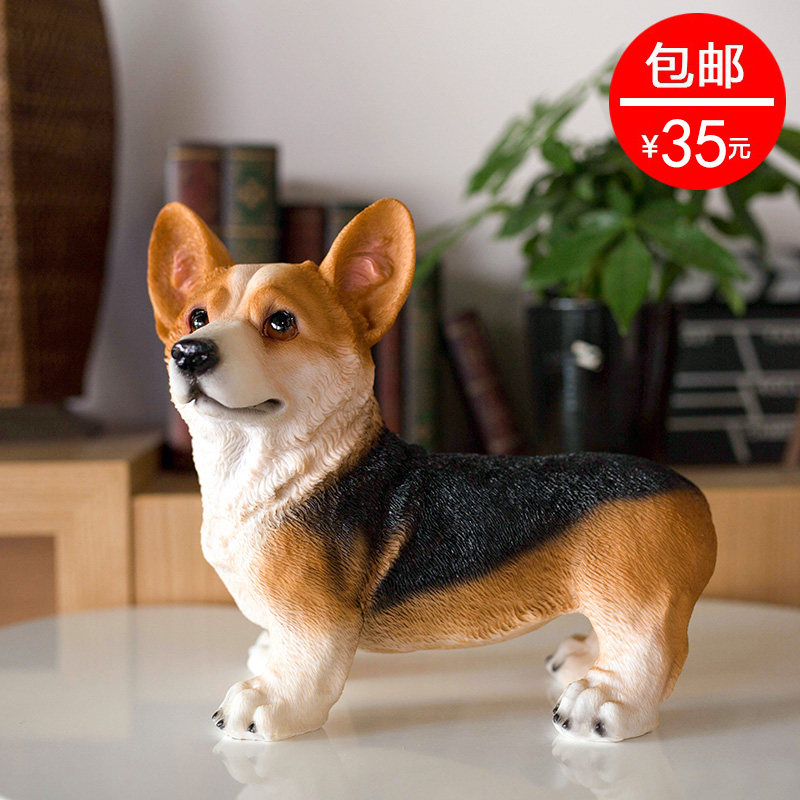 Simulation resin dog animal sculpture crafts Koji dog ornaments home TV cabinet wine cabinet ornaments ornaments