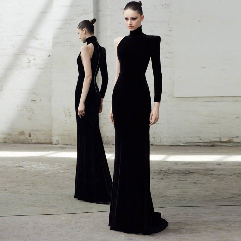 Model Catwalk Black Evening Dress Women's Long Train Dress 2026 New High-End Elegant Socialite Banquet Dress