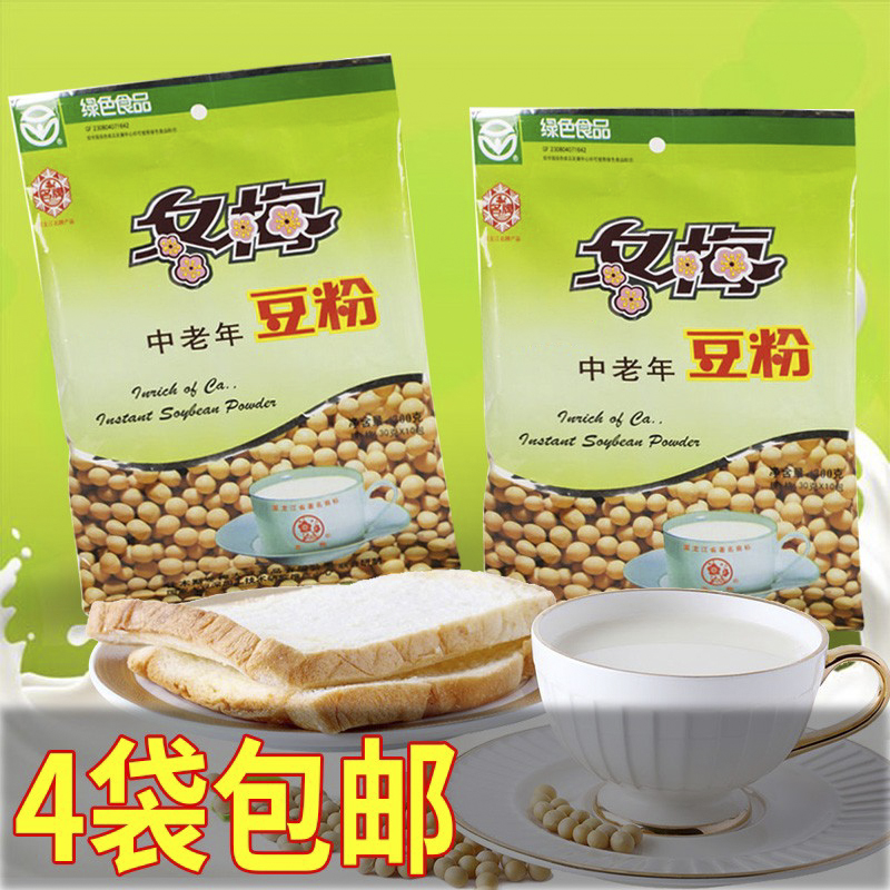 Jiamusi Dongmei middle-aged and elderly soybean powder non-GMO soybean powder soybean milk powder 300g pack 4 bags