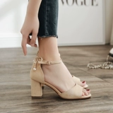 Модные босоножки, сексуальные универсальные туфли на каблуке с открытыми пальцами ног, лето 2022 года, широкий устойчивый каблук