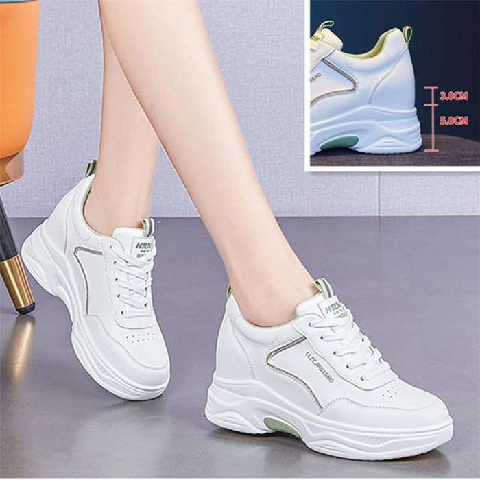 Thick-Soled White Sneakers for Women 2026 Spring New Genuine Leather Sports Casual Shoes Versatile Height-Increasing White Sneakers for Women
