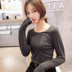 Ba-pin ấm đồ lót womens mỏng bông Leica mùa thu / mùa đông cơ thể sexy áo đáy mùa thu đơn mảnh t-shirt t-cổ áo. 