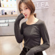 Ba-pin ấm đồ lót womens mỏng bông Leica mùa thu / mùa đông cơ thể sexy áo đáy mùa thu đơn mảnh t-shirt t-cổ áo.