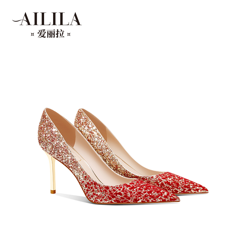 Ailila Red Stunning Wedding Shoes for Women 2026 Spring New Chinese Style He Xiu Clothing Bride High Heels That Are Not Tiring for the Feet