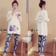 Bộ đồ ngủ nữ mùa thu cotton dài tay phục vụ mùa xuân và cotton mùa thu phiên bản Hàn Quốc của bộ đồ tươi mát và đáng yêu để mặc ngoài thu đông