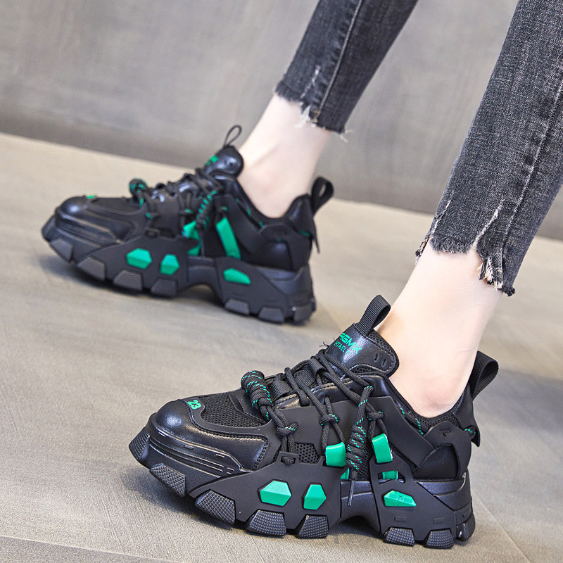 Givenivan daddy shoes women's spring mecha all-match heightening thick bottom light black casual sneakers ins tide