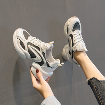 Givenivan spring new single shoe thick bottom genuine leather light casual sneakers with a damp collage of old daddy shoes women