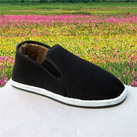 Mùa đông lốp dưới hai đôi giày cotton cộng với đôi giày nhung ấm thấp giúp đôi giày vuông màu đen đôi giày lạnh một bàn đạp đặt chân giày giày sport
