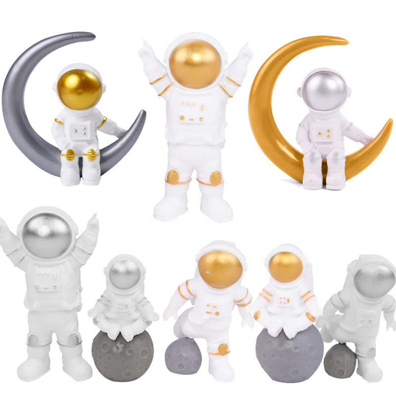 Net red astronaut birthday cake decoration luminous moon lamp space astronaut ornaments planet moon plug-in