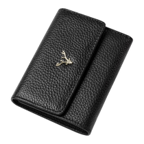 Genuine leather trifold short wallet woman 100 lap 2023 new soft leather folding money clip ultra-thin simple folding leather wallet
