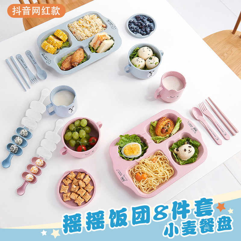 Eco-friendly Children Cutlery Sets Separated Dinner Plates Home Breakfast Dishes Baby Spoon Chopsticks Fork grippoon molds