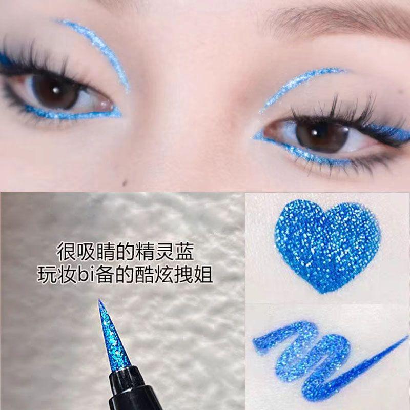 Explosive Pearlescent Colorful Starry Sky Eyeliner Liquid Eyeliner Blue Purple Silver Stage Long-Lasting Waterproof and Sweat-Proof Smudge-Proof