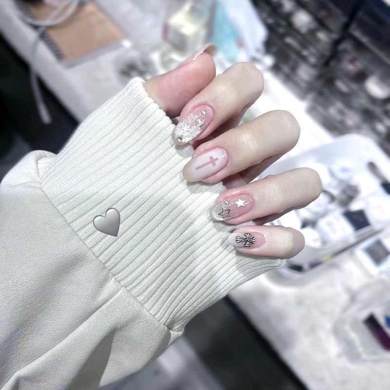 【Cool Hymn】Handmade Nail Art Korean Style Glass Bead Cat Eye Manicure Girly Star High-End Nail Stickers