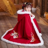 Утепленный демисезонный плащ для выхода на улицу, детское зимнее ханьфу для принцессы, китайский стиль