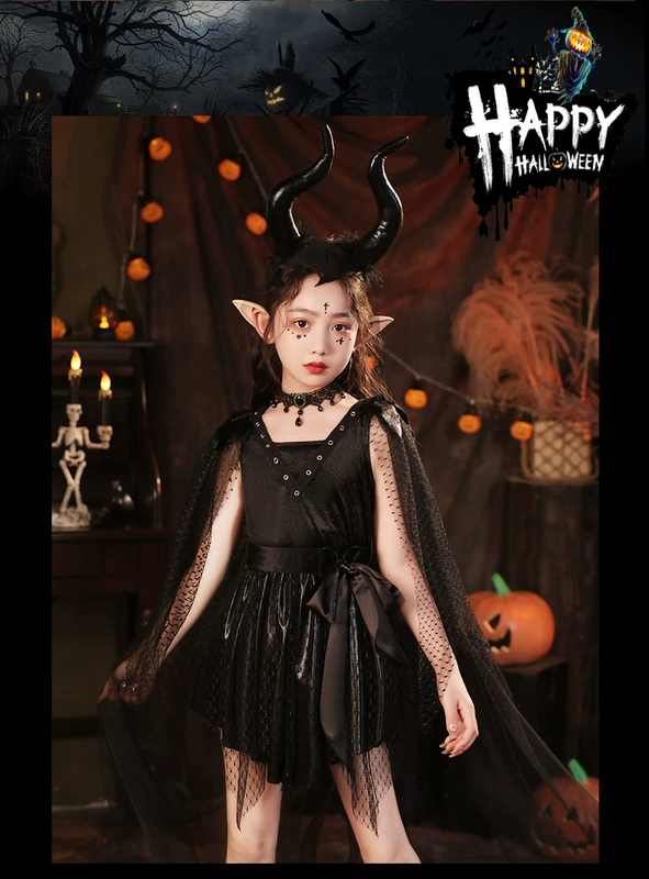 trang phục haloween cho bé Trẻ em Halloween trang phục hóa trang bé gái ma cà rồng ăn mặc trang phục váy phù thủy nhỏ hóa trang halloween phù thủy