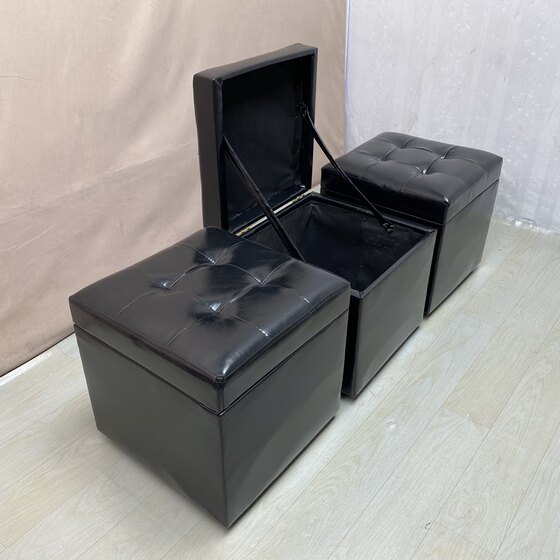 新款KTV油蜡皮储物凳换鞋凳方凳单人化妆沙发凳矮凳脚凳实木收纳