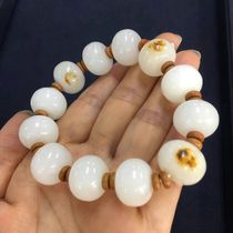 Natural Xinjiang Hetian Jade seed bracelet transfer bead bracelet old beads Apple bracelet men and women models
