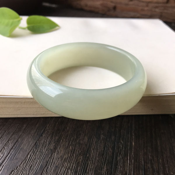 Hetian Jade Bracelet Blue White Jade Bracelet with Certificate Ice Seed
