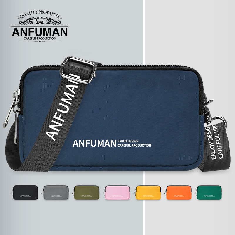 Canvas Long Version Hand Carrying Pull Chain Cloth Wallet Female Male Casual Skew Satchel Bag Small Chest Bag Youth Student Small Satchel Bag