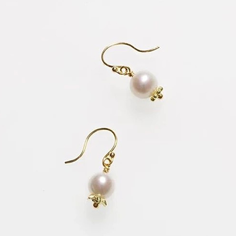 Yarn Boom Co-Changmee Natural Freshwater Pearl Bright Light American 14K Bag Gold Earrings Earrings Super Beautiful