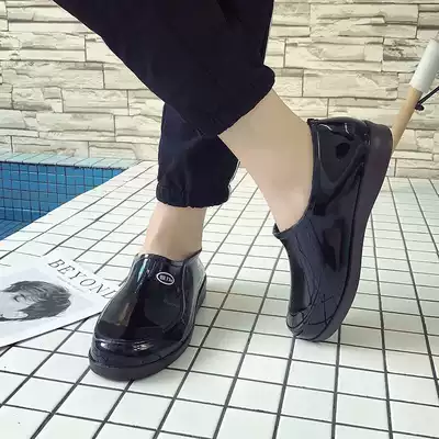 Fashion pull-back rain shoes women's low-top short tube water shoes lightweight wear-resistant thick-soled non-slip shallow rubber shoes black work shoes
