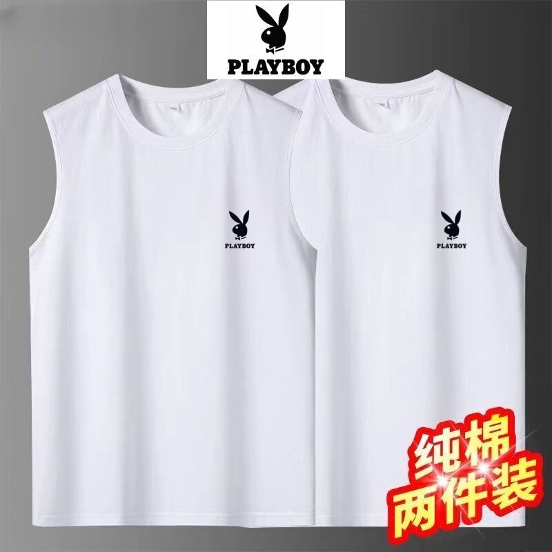 Playboy 100% Cotton Vest Men's Large Size Loose Undershirt T-Shirt Men's Vest Pure Cotton Sleeveless Vest Playboy 100% Cotton Vest Men's Large Size Loose Undershirt T-Shirt Men's Vest Pure Cotton Sleeveless Vest