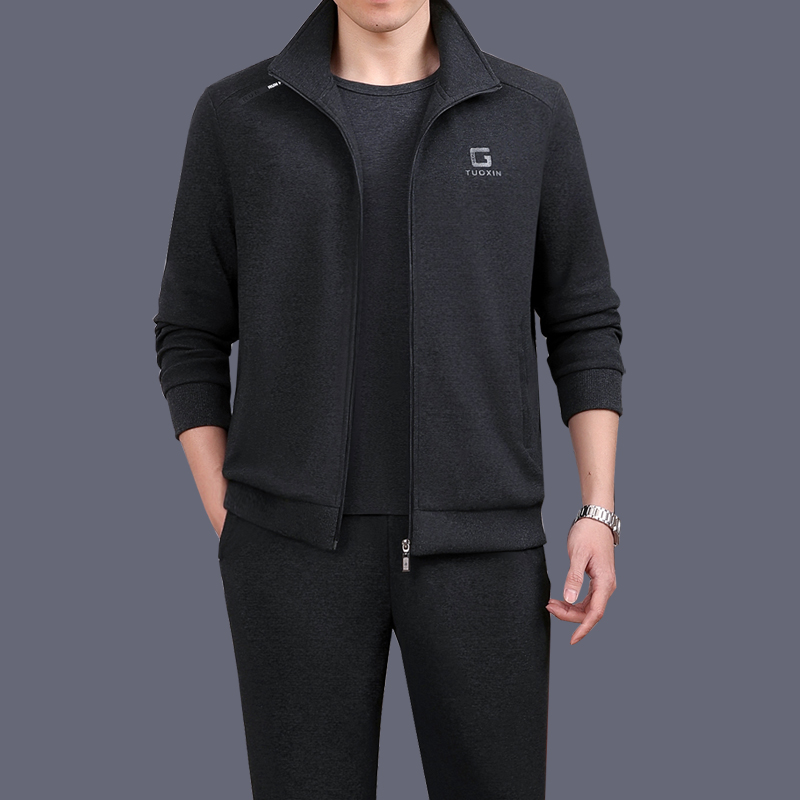 Sports suit male Spring Autumn New Model middle-aged old man loose leisure sportswear men middle-aged dad sweet suit