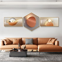 Simple modern living room decorative painting light luxury sofa background wall hanging painting geometric abstract light and shadow high-end triple mural