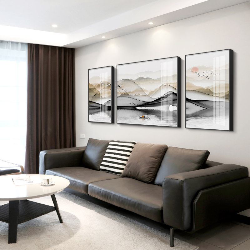 Living room decoration painting sofa behind the background wall fresco crystal porcelain painting modern minimalist wall painting Living room hanging painting atmosphere