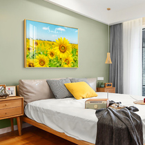 Sunflower decorative painting bedroom decorative painting bedside background wall mural painting modern simple and warm master bedroom headroom hanging painting