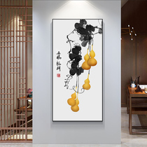 Wufu Linmen new Chinese porch decoration painting vertical plate entry corridor wall painting aisle end hanging painting living room mural