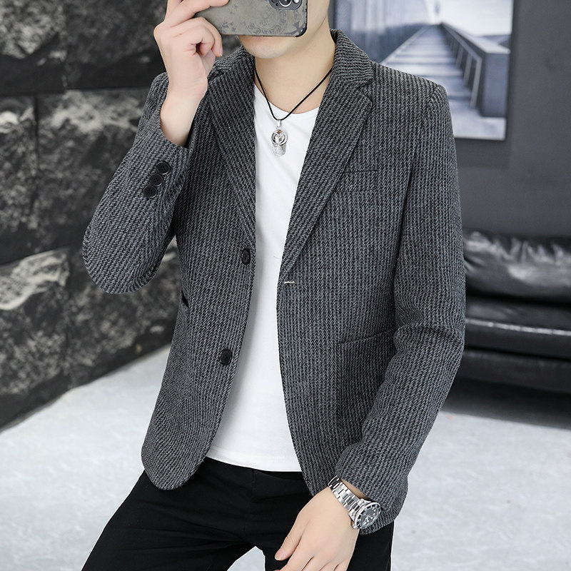 Spring and Autumn Two-Button Suit for Men, New Business Casual Jacket, Solid Color Korean Style Slim-Fit Suit Single Piece Top