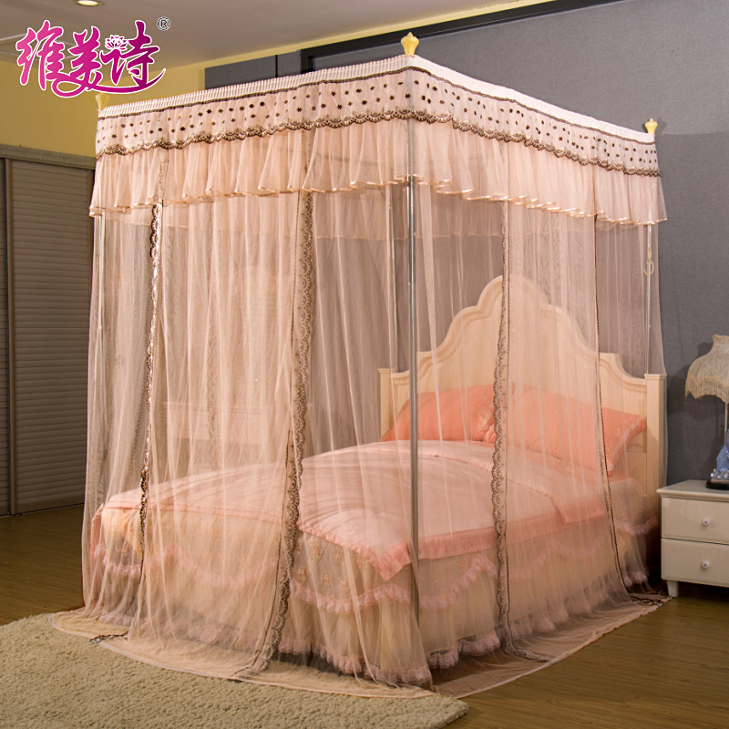 Palace Princess Wind Mosquito Net Three Doors Stainless Steel Bracket Ground Floor 1 5m Mi 1 8m Double Bed Household Lace Sleeping Tent