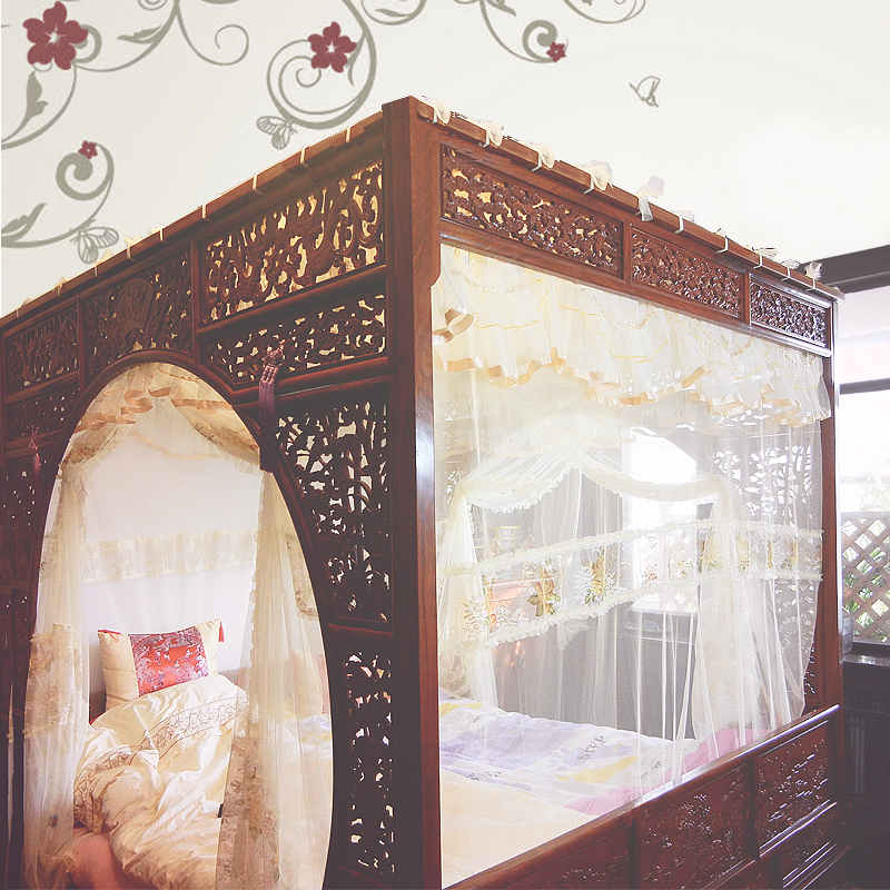 New Chinese style set to do Ming and Qing Yue Dong classical bed mosquito net 1 8m2 0m bed and breakfast through the pipe shelf bed column yarn curtain