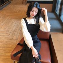 Braces dress Two suits Dress Children Spring Autumn Fa Style Little Black Dress Foreign Air Weight Reduction Tea Hysteria Design Sensation